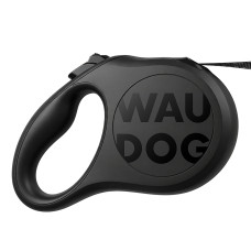 Повідець-рулетка для собак WAUDOG R-leash Monochrome Black, XS, до 12 кг, 3 м, світловідбивна стрічка, чорна