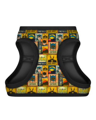 Шлея для собак м'яка WAUDOG Clothes з QR паспортом, малюнок "Бетмен вінтаж", S1, В 40-45 см, С 29-31 см
