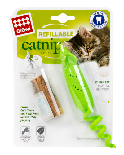 Іграшка для котів Мишка гумова GiGwi Refillable Catnip, гума, 16,5 см