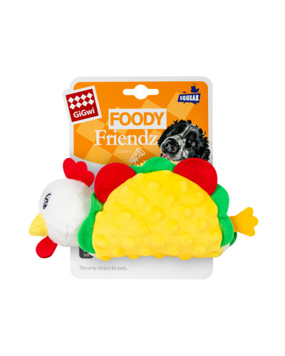 Іграшка для собак Курячий Тако з пищалкою GiGwi Foody Friends, текстиль, плюш, 26 см