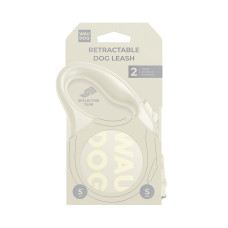 Повідець-рулетка для собак WAUDOG R-leash Monochrome White, S, до 15 кг, 5 м, світловідбивна стрічка, біла
