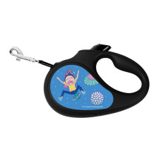 Повідець-рулетка для собак WAUDOG R-leash, малюнок "Рік та Морті 3", L, до 50 кг, 5 м, світловідбиваюча стрічка чорний