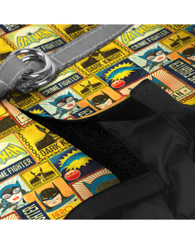 Шлея для собак м'яка WAUDOG Clothes з QR паспортом, малюнок "Бетмен вінтаж", S1, В 40-45 см, С 29-31 см