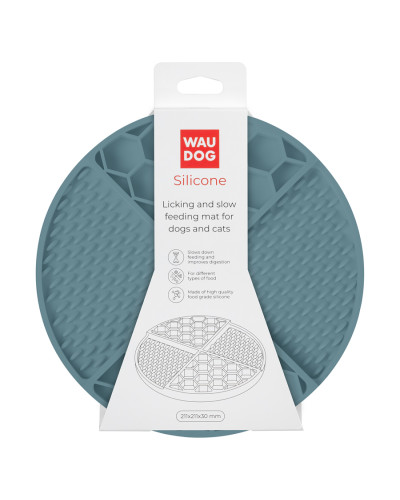 Килимок для злизування і повільного харчування WAUDOG Silicone, 211х211х30 мм, сірий