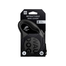 Повідець-рулетка для собак WAUDOG R-leash Monochrome Black, XS, до 12 кг, 3 м, світловідбивна стрічка, чорна
