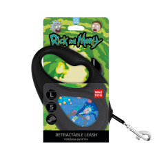Повідець-рулетка для собак WAUDOG R-leash, малюнок "Рік та Морті 3", L, до 50 кг, 5 м, світловідбиваюча стрічка чорний