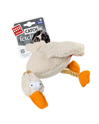 Іграшка для собак Качка з пищалкою GiGwi Catch&fetch, текстиль, мотузка, 36 см