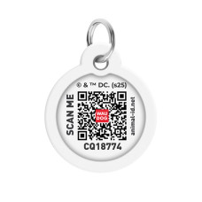 Адресник для собак і котів металевий WAUDOG Smart ID з QR паспортом, малюнок "Супермен ретро", коло, Д 30 мм