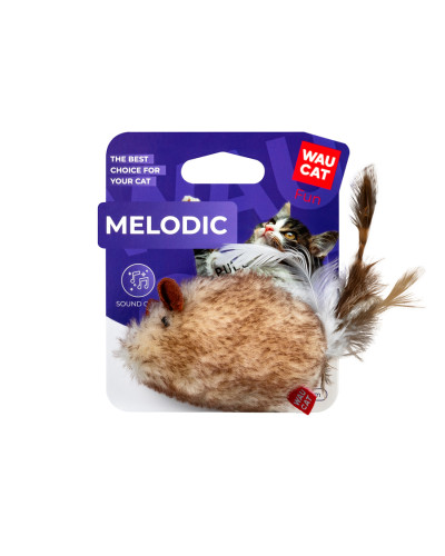 Іграшка для котів WAUCAT Fun Melodic Мишка зі звуковим чипом, штучне хутро, 130 мм