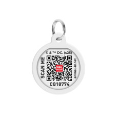 Адресник для собак і котів металевий WAUDOG Smart ID з QR паспортом, малюнок "Бетмен ескіз", коло, Д 25 мм