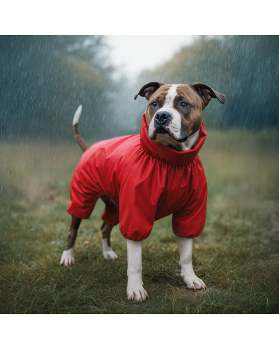 Дощовик для собак WAUDOG Clothes, водонепроникний, L50, В 70-74 см, С 47-50 см, червоний