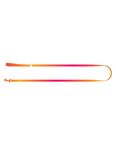 Повідець для котів та дрібних порід собак нейлоновий WAUDOG Nylon Recycled, градіент, кольоровий карабін, XS, Ш 10 мм, Дов 122 см, помаранчевий