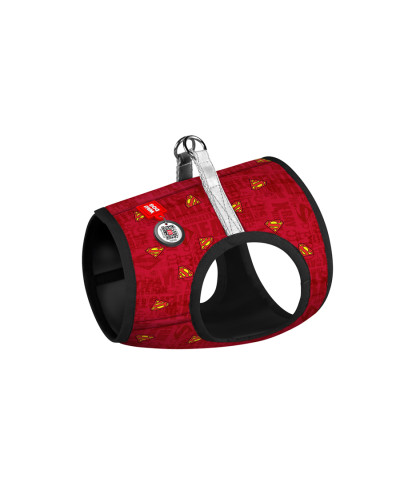 Шлея для собак м'яка WAUDOG Clothes з QR паспортом, малюнок "Супермен червоний", S2, В 46-50 см, С 43-45 см