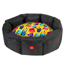 Лежанка для собак WAUDOG Relax, малюнок "Мохнаті монстри", M, Ш 42 см, Д 52 см, В 19 см