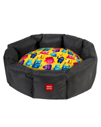 Лежанка для собак WAUDOG Relax, малюнок "Мохнаті монстри", M, Ш 42 см, Д 52 см, В 19 см