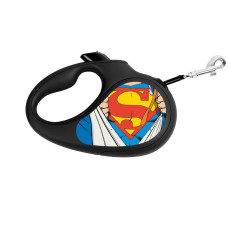 Повідець-рулетка для собак WAUDOG R-leash, малюнок "Супермен Герой", L, до 50 кг, 5 м, світловідбиваюча стрічка чорний