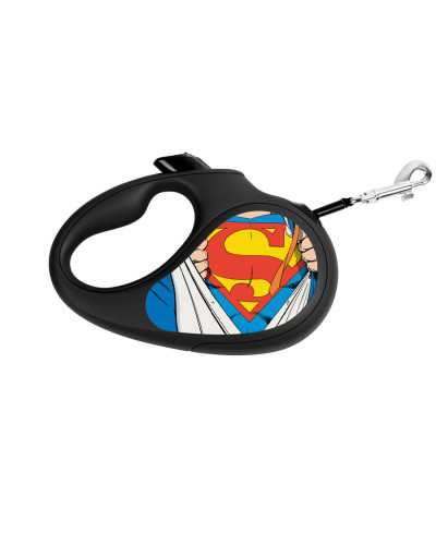 Повідець-рулетка для собак WAUDOG R-leash, малюнок "Супермен Герой", L, до 50 кг, 5 м, світловідбиваюча стрічка чорний