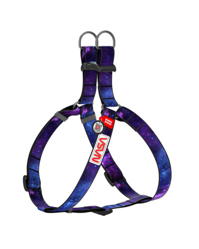 Шлея для собак WAUDOG Nylon з QR-паспортом, малюнок "NASA21", пластиковий фастекс, M, Ш 20, А=В 50-75 см