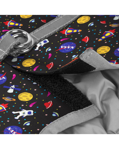 Шлея для собак м'яка WAUDOG Clothes з QR паспортом, малюнок "NASA", XS2, В 28-31 см, С 20-22 см