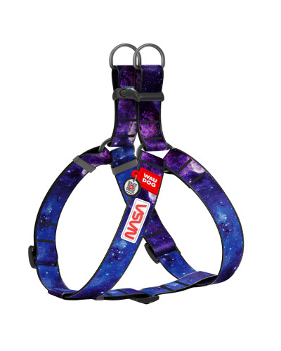 Шлея для собак WAUDOG Nylon з QR паспортом, малюнок "NASA21", пластиковий фастекс, XL, Ш 35 мм, А=В 70-100 см