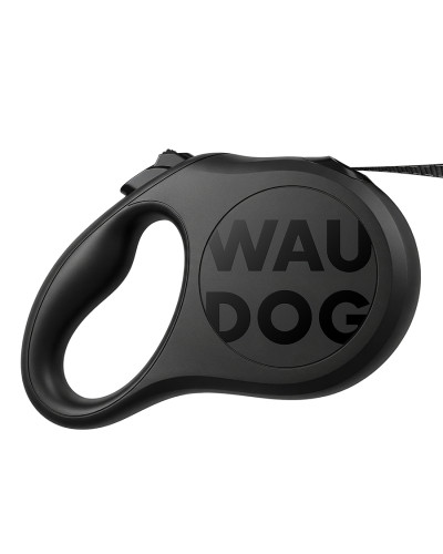 Повідець-рулетка для собак WAUDOG R-leash Monochrome Black, M, до 25 кг, 5 м, світловідбивна стрічка, чорна