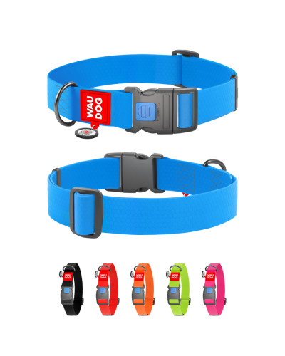 Нашийник для собак водостійкий WAUDOG Waterproof з QR паспортом, пластиковий фастекс, XXL, Ш 40 мм, Дов 46-70 см, блакитний