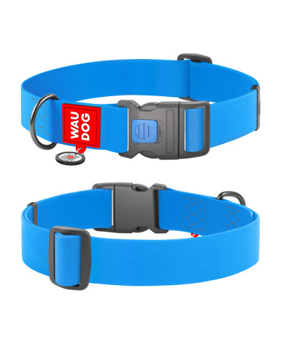 Нашийник для собак водостійкий WAUDOG Waterproof з QR паспортом, пластиковий фастекс, XXL, Ш 40 мм, Дов 46-70 см, блакитний