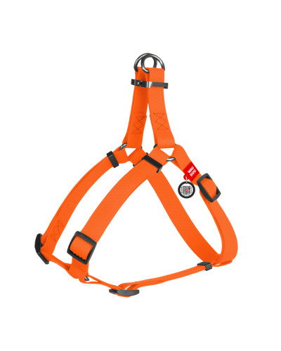 Шлея для собак водостійка WAUDOG Waterproof, c QR паспортом, металічна пряжка-фастекс, Ш 25 мм, Дов 60-90 см помаранчевий