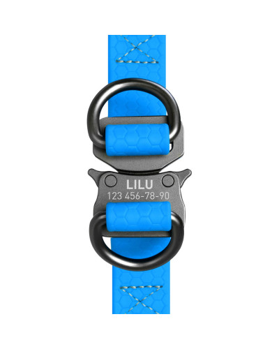 Шлея для собак водостійка WAUDOG Waterproof, c QR паспортом, металічна пряжка-фастекс, Ш 20 мм, Дов 50-80 см блакитний
