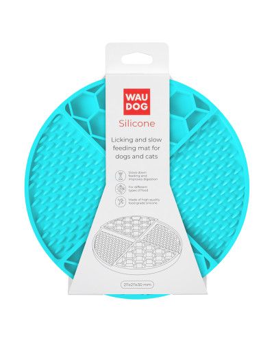 Килимок для злизування і повільного харчування WAUDOG Silicone, 211х211х30 мм, блакитний