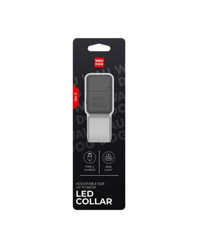 Нашийник для собак з підсвічуванням WAUDOG LED, RGB, Type-C, регульований, Ш 25 мм, Дов 60 см