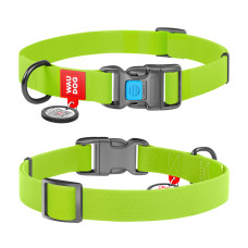 Нашийник для собак водостійкий WAUDOG Waterproof c QR паспортом, пластикова пряжка-фастекс, Ш 15 мм, Дов 25-35 см, салатовий