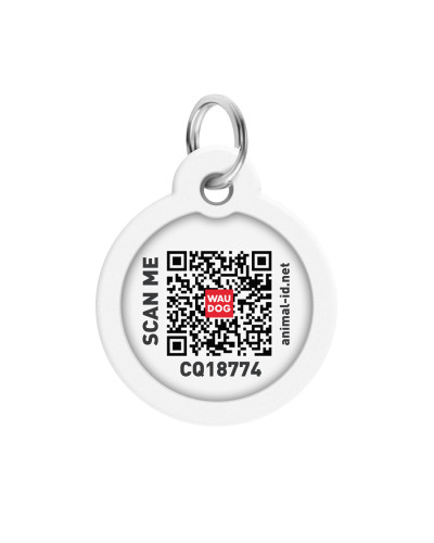 Адресник для собак і котів металевий WAUDOG Smart ID з QR паспортом, малюнок "Водяні лілії", коло, Д 30 мм
