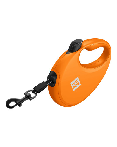 Повідець-рулетка для собак WAUDOG R-leash з контейнером для пакетів, світловідбивна стрічка, S, до 12 кг, 3 м, помаранчевий