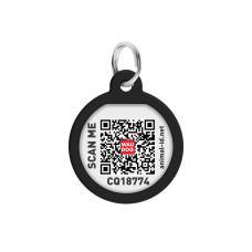 Адресник для собак і котів металевий WAUDOG Smart ID з QR паспортом, малюнок "Леопард", коло, Д 25 мм