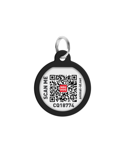 Адресник для собак і котів металевий WAUDOG Smart ID з QR паспортом, малюнок "Леопард", коло, Д 25 мм