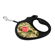 Повідець-рулетка для собак WAUDOG R-leash, малюнок "Мілітарі", XS, до 12 кг, 3 м, світловідбиваюча стрічка