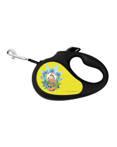 Повідець-рулетка для собак WAUDOG R-leash, малюнок "Рік та Морті 2", L, до 50 кг, 5 м, світловідбиваюча стрічка чорний