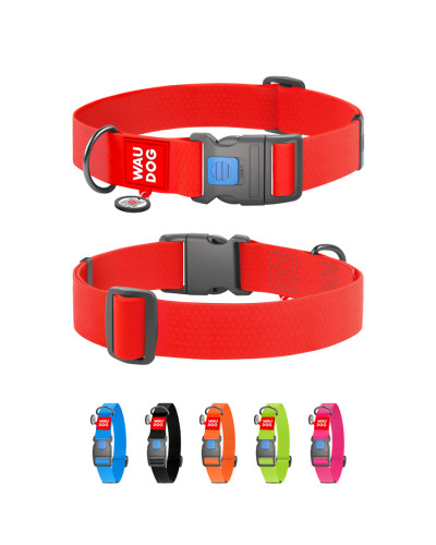 Нашийник для собак водостійкий WAUDOG Waterproof з QR паспортом, пластиковий фастекс, XXL, Ш 40 мм, Дов 46-70 см, червоний