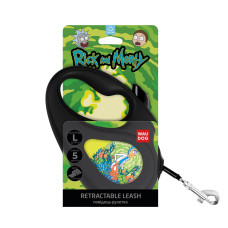 Повідець-рулетка для собак WAUDOG R-leash, малюнок "Рік та Морті 2", L, до 50 кг, 5 м, світловідбиваюча стрічка чорний