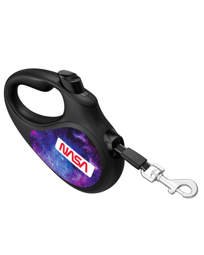 Повідець-рулетка для собак WAUDOG R-leash, малюнок "NASA21", L, до 50 кг, 5 м, світловідбиваюча стрічка чорний
