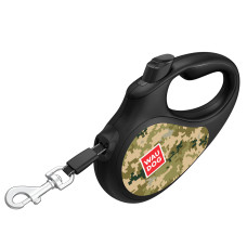 Повідець-рулетка для собак WAUDOG R-leash, малюнок "Мілітарі", XS, до 12 кг, 3 м, світловідбиваюча стрічка