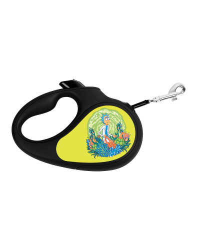 Повідець-рулетка для собак WAUDOG R-leash, малюнок "Рік та Морті 2", L, до 50 кг, 5 м, світловідбиваюча стрічка чорний