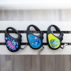 Повідець-рулетка для собак WAUDOG R-leash, малюнок "Рік та Морті 2", L, до 50 кг, 5 м, світловідбиваюча стрічка чорний
