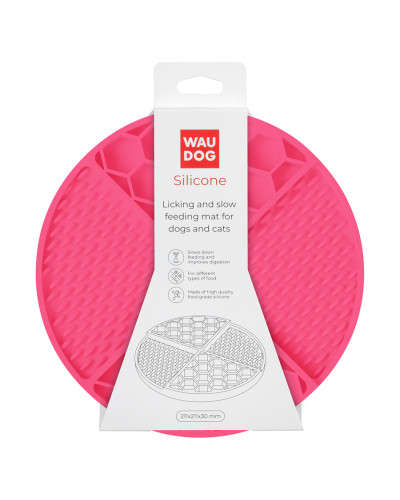 Килимок для злизування і повільного харчування WAUDOG Silicone, 211х211х30 мм, рожевий