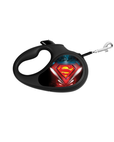 Повідець-рулетка для собак WAUDOG R-leash, малюнок "Супермен Лого", L, до 50 кг, 5 м, світловідбиваюча стрічка чорний