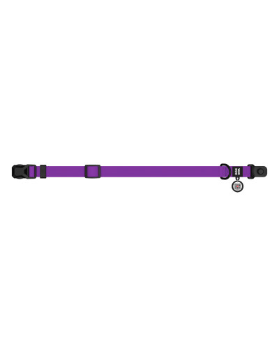Нашийник для собак водостійкий WAUDOG Magnet c QR паспортом, магнітна пряжка-фастекс, M, Ш 20 мм, Дов 28-40 см, фіолетовий