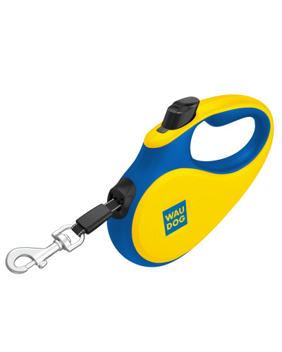 Повідець-рулетка для собак WAUDOG R-leash, малюнок "Colors of freedom", S, до 15 кг, 5 м, світловідбивна стрічка