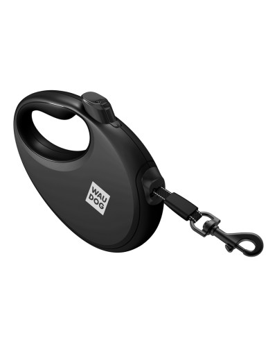 Повідець-рулетка для собак WAUDOG R-leash з контейнером для пакетів, світловідбивна стрічка, М, до 20 кг, 5 м, чорний