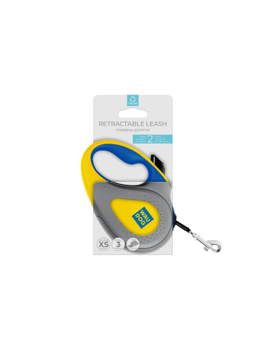 Повідець-рулетка для собак WAUDOG R-leash, малюнок "Colors of freedom", XS, до 12 кг, 3 м, світловідбивна стрічка